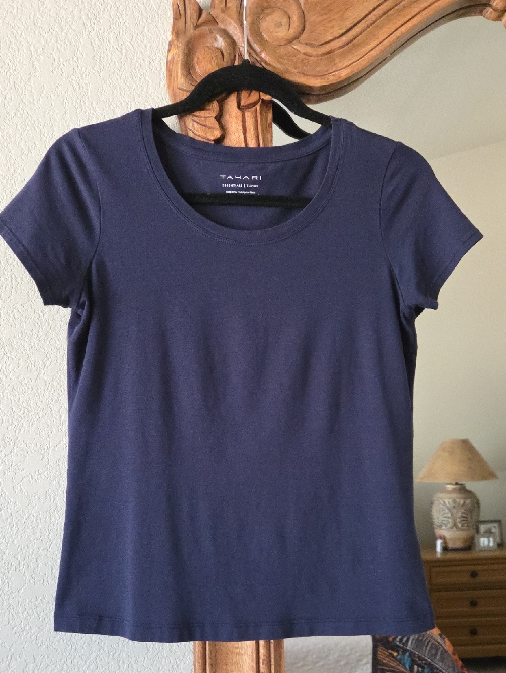 Tahari Essential Navy Short-Sleeve Crewneck Tee - Picture 3 of 5